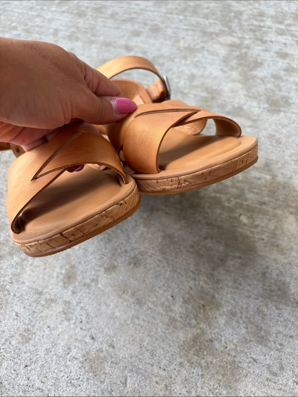 Kork-Ease Myrna 2.0 Golden Sand Leather Cork Wedge Sandals